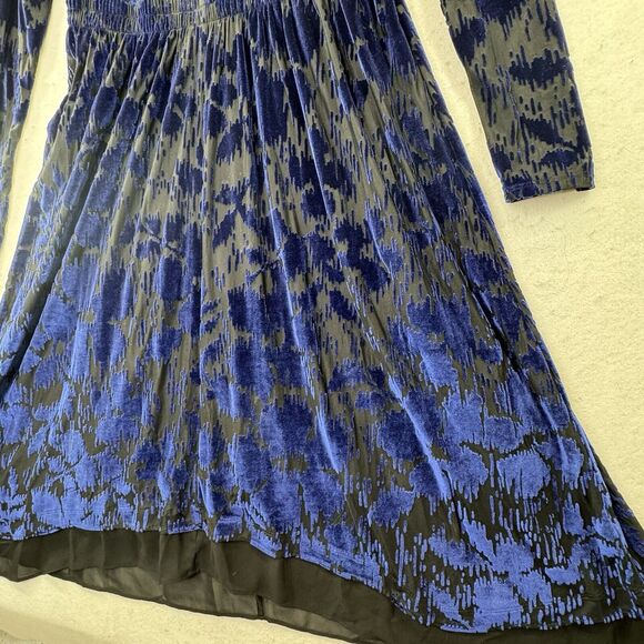 Velvet Burnout Midi Dress Women’s Sz Small Sheer LS Empire Waist Whimsigoth Goth - Picture 12 of 12